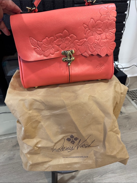 Patricia Nash Handbags - Patricia Nash coral embossed floral leather satchel